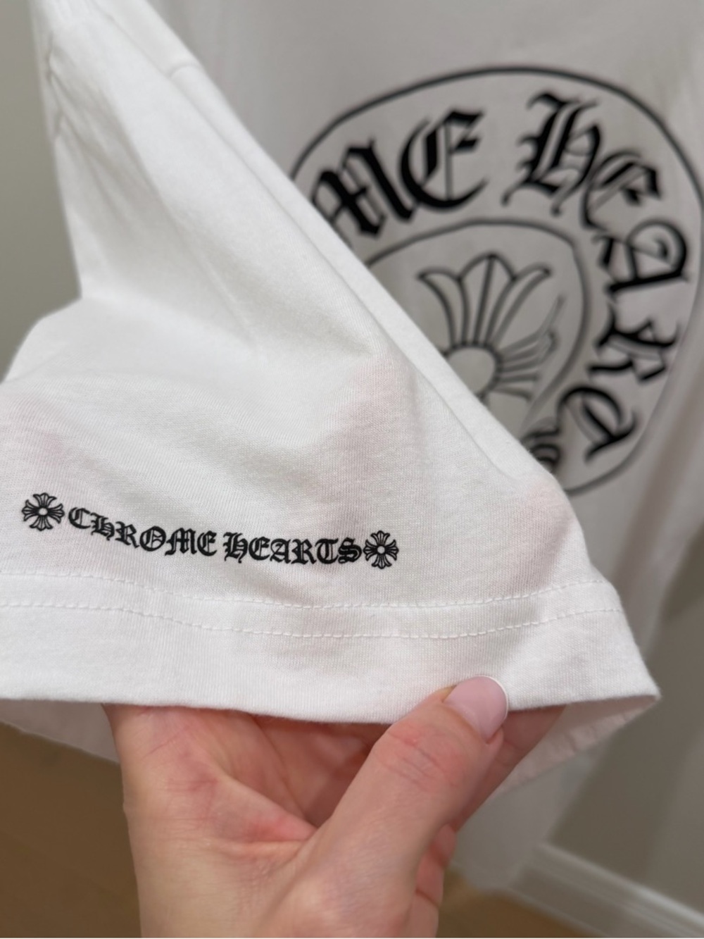 Chrome Hearts White Short-Sleeve Pocket Tee with Black Logo - Picture 6 of 13